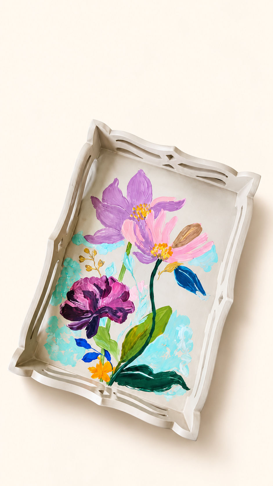 Rêveuse hand-painted floral tray
